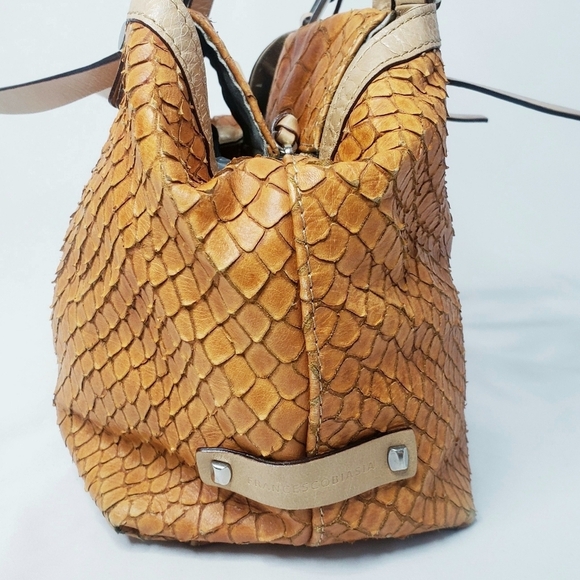 *Last Chance* Francesco Biasia Python Hobo Shoulder Bag Rare Snakeskin Leather - Picture 7 of 16